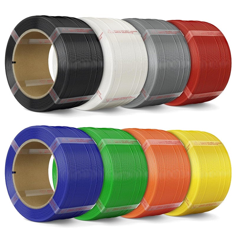 MarsWork PLA Filament Refill 1.75mm for 3D Printer– 8x250g Color Sampler for Reusable Spools, Try More Colors: Black, White, Ash Gray, Red, Yellow, Dark Blue, Green, Orange - Image 1